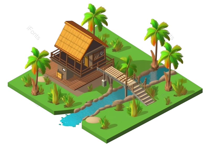 卡通图片,3d立体元素,环境PNG,房屋免抠素材